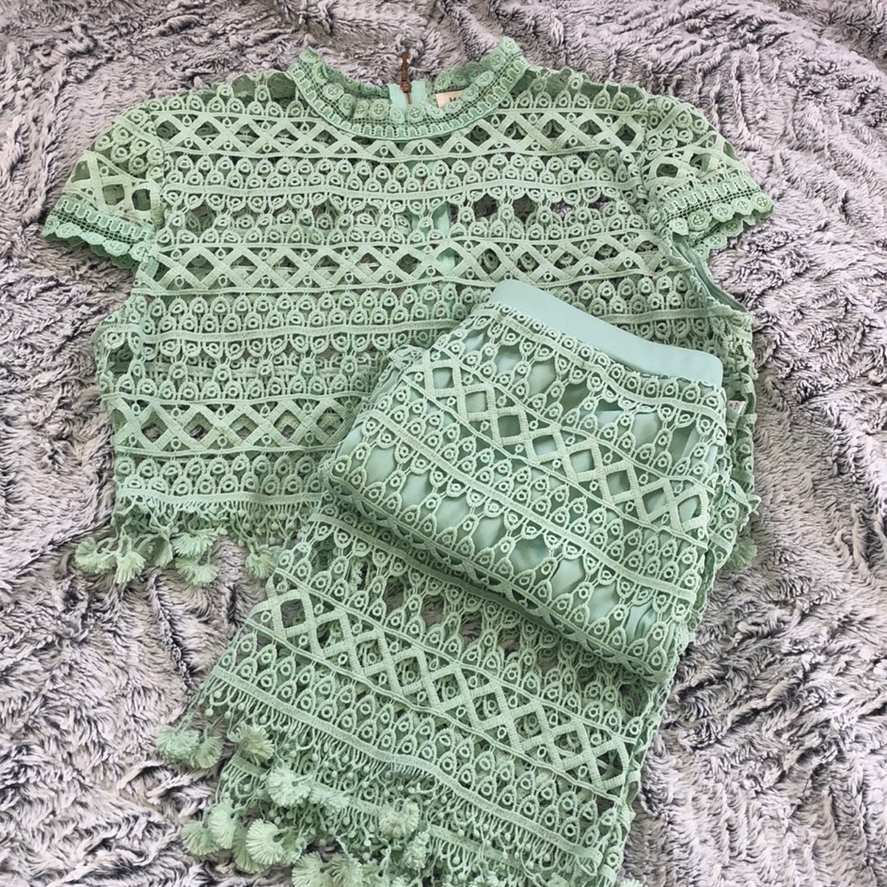 2 piece mint crochet  set